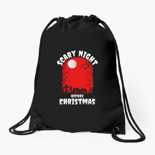 Scary Night Halloween, Before Christmas Drawstring Bags