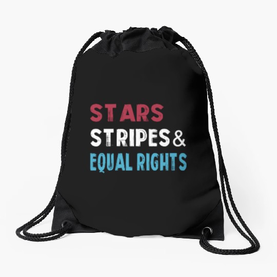Stars Stripes and Equal Rights 4th of July Women's Drawstring Bags