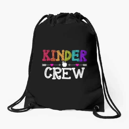 Kinder Crew Funny Kindergarten Teacher 1st Day of Drawstring Bags
