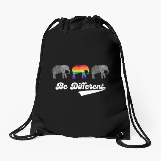 Elephant LGBTQ Rainbow Flag Gay Pride Colorful Drawstring Bags