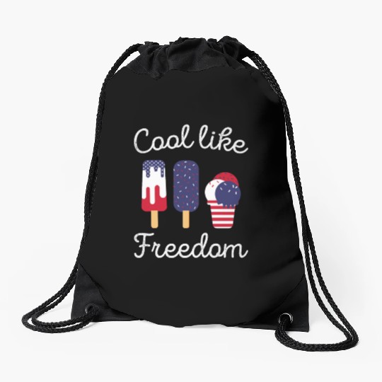 Ice Cream Freedom Popsicles US Flag Drawstring Bags