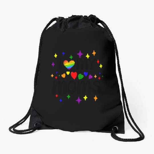 I Love My Moms Pride LGBTQ Drawstring Bags
