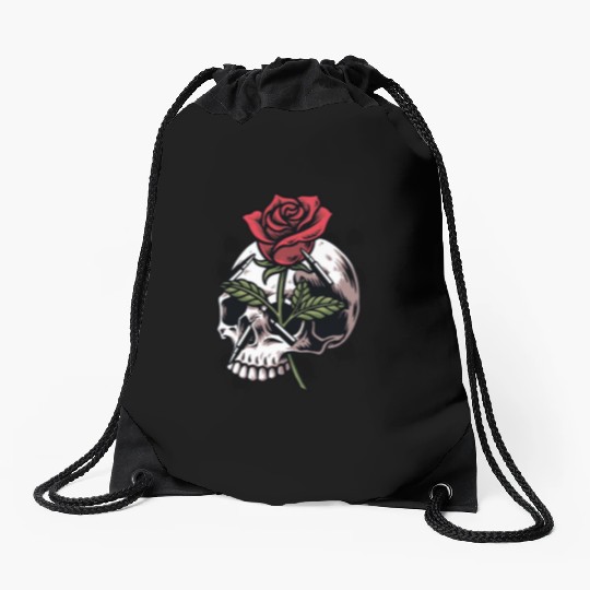 Bullets and Skull Roses Aesthetic Dripping Pattern Drawstring Bags