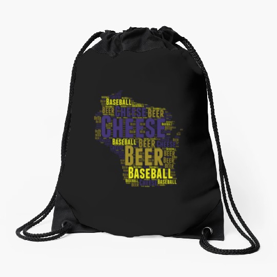 Cheese, Beer, and Baseball Wisconsin Drawstring Bags