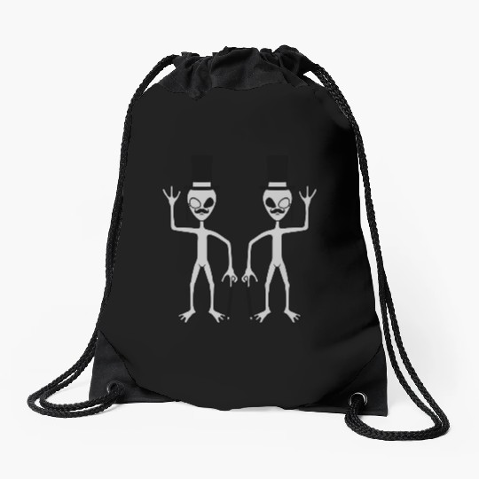 team gentlemen alien friends Drawstring Bags