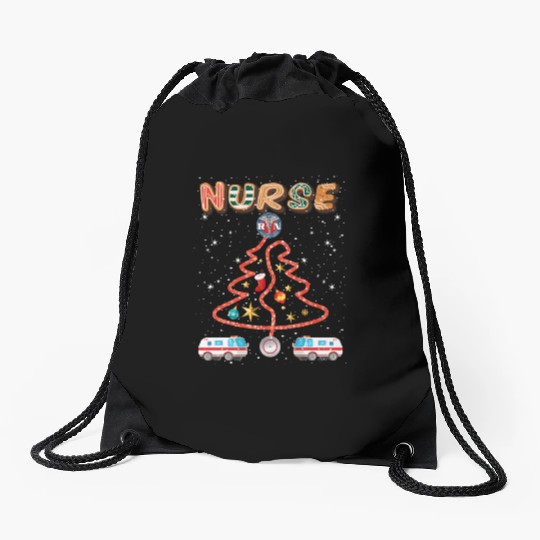 Stethosope Christmas Pine Tree Registered Nurse Drawstring Bags