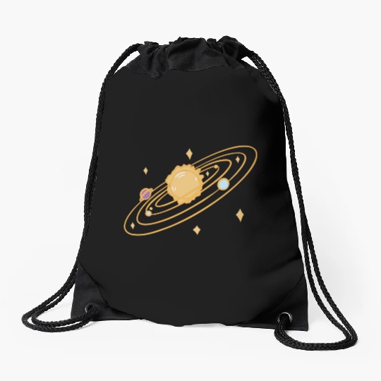 solar system with sparkles doodle Drawstring Bags