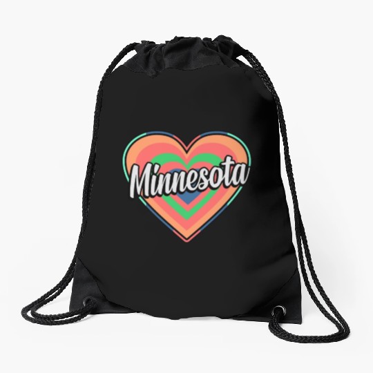Minnesota Colorful Heart Gift Drawstring Bags