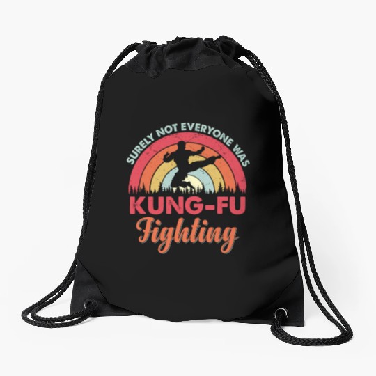 surely not everyone was kung fu fighting Drawstring Bags