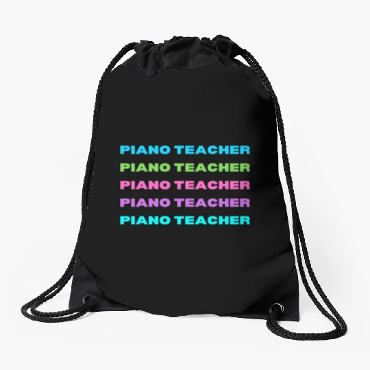 Piano Teacher Multi Color Drawstring Bags