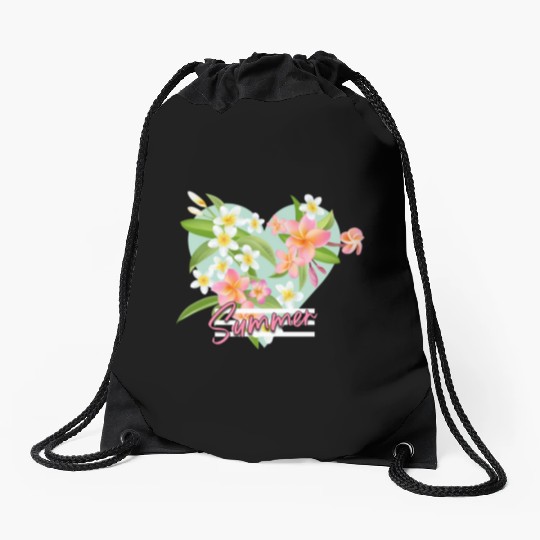 Hibiscus Heart Drawstring Bags