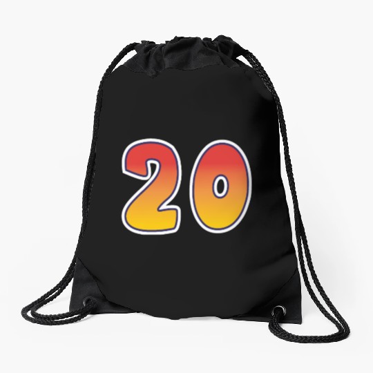 Number 20 Red - Orange Design Drawstring Bags