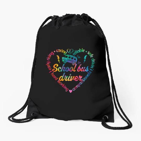 School bus driver back to school Drawstring Bags