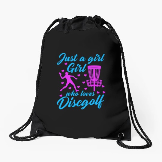 Girl Who Loves Disc Golf Vintage Ultimate Frisbee Drawstring Bags