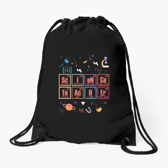 Science Teacher Periodic Table Of Elements School Drawstring Bags