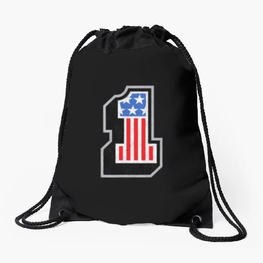 USA Stars Stripes Number One Patriotic Drawstring Bags