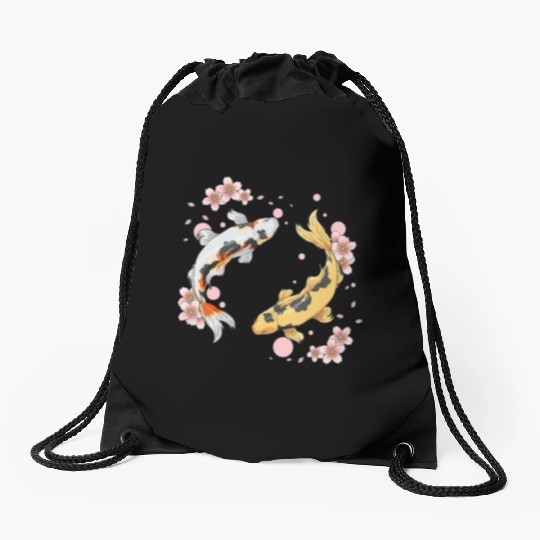 Japanese Koi Fish Carp Pond Japan Tattoo For Koi Drawstring Bags