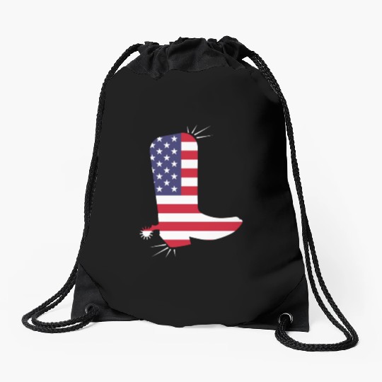 American Flag Cowboy Boot Stars And Stripes Drawstring Bags
