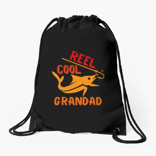 REEL COOL GRANDAD, FISHERMAN, GRANDPA Drawstring Bags