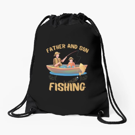 FATHER AND SON FISHING, DAUGTHER, FATHERS DAY Drawstring Bags