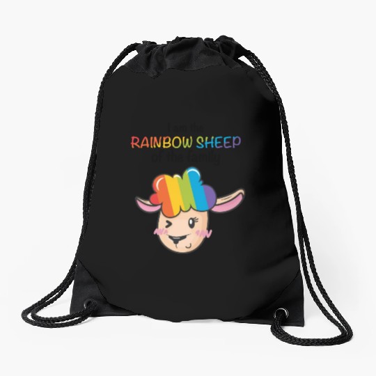 I Am The Rainbow Sheep Family LGBT Sheep Drawstring Bags