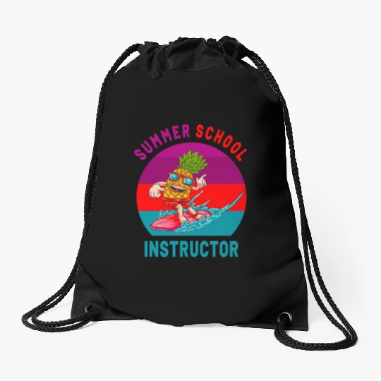 Summer School Instructor The Surfing Pineapple Drawstring Bags