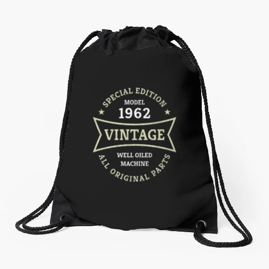 Born 1962 Vintage 60 Year Old 60th Birthday Gifts Drawstring Bags