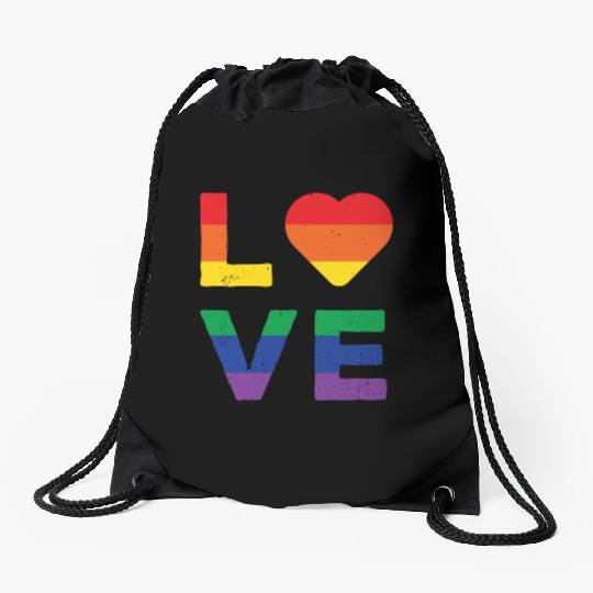 LGBT LOVE Rainbow Heart Gay Lesbian Equality Gift Drawstring Bags