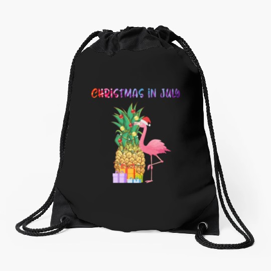 Christmas In July Pineapple Xmas Tree Lights Drawstring Bags