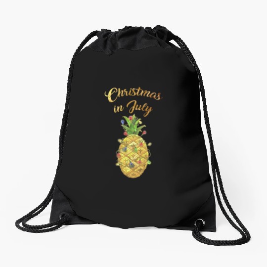 Christmas In July Pineapple Xmas Tree Lights Drawstring Bags