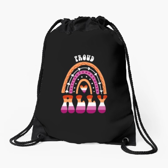 LGBT Pride Month Proud Ally Lesbian Pride Rainbow Drawstring Bags