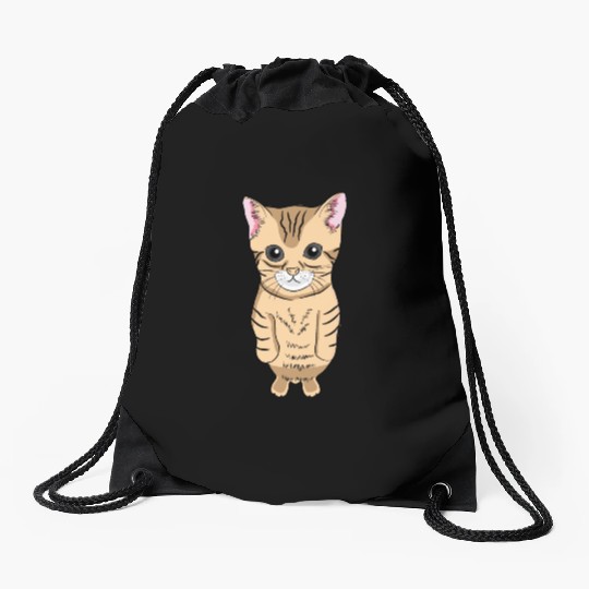 Cute Standing Cat Meme Cute Kitten Standing on Two Drawstring Bags