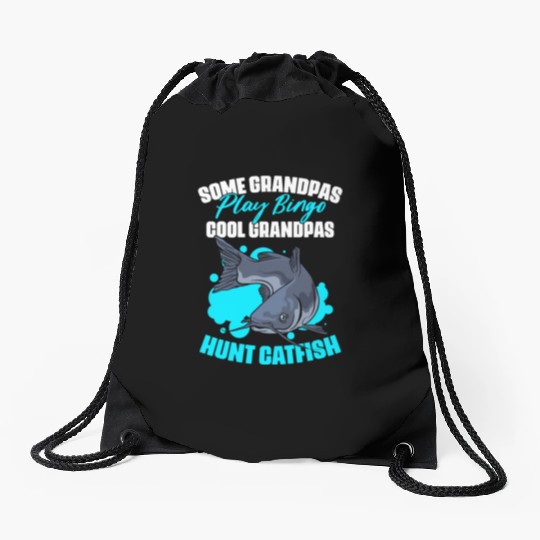 Some Grandpas Play Bingo Funny Catfish Fishing For Drawstring Bags