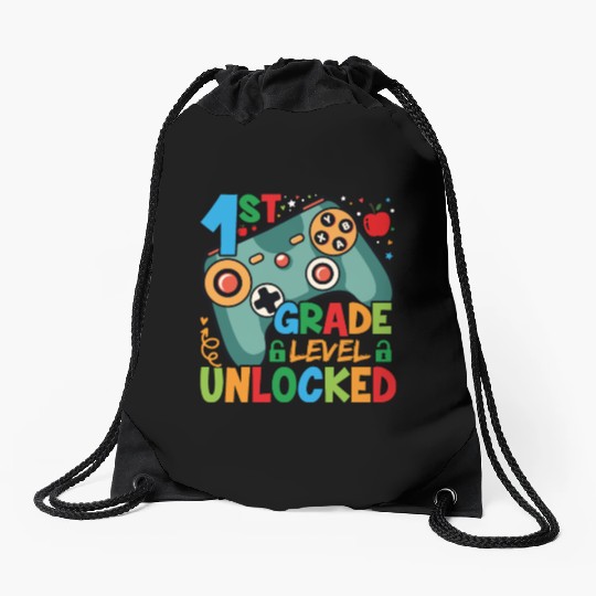 1st Grade Level Unlocked Video Game Boys 1st Drawstring Bags