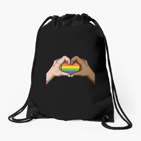LGBT Rainbow Heart Gay Pride Lesbian Equality Gift Drawstring Bags