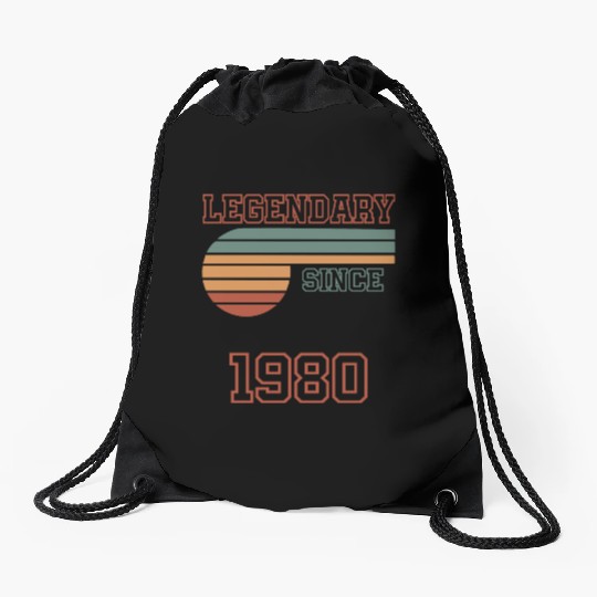 42th Birthday legendary since 1980 Drawstring Bags