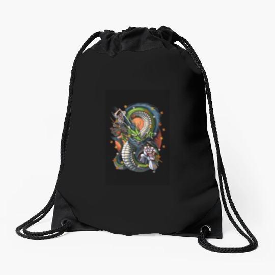Japanese Dragon Samurai Warrior Battle Drawstring Bags