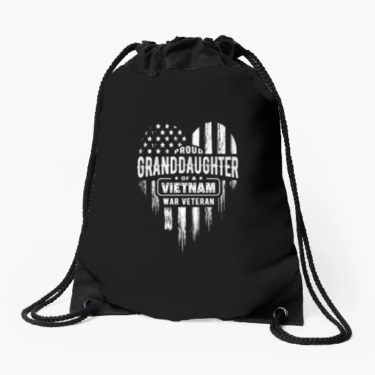Proud Granddaughter Vietnam Vet Grandpa Veteran US Drawstring Bags