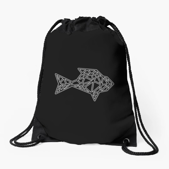 fish low poly Drawstring Bags