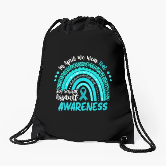 In April We Wear Teal Sexual Assault Drawstring Bags