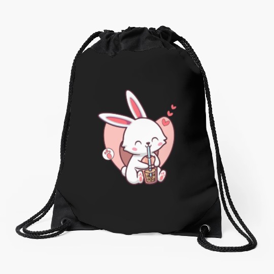Kawaii Dog Loves Drawstring Bags Boba Tea Bubble Tea Anime