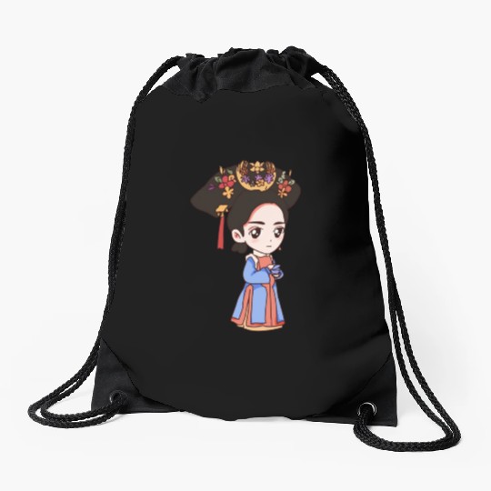 HAND PAINTED GIRL IMAGE Drawstring Bags
