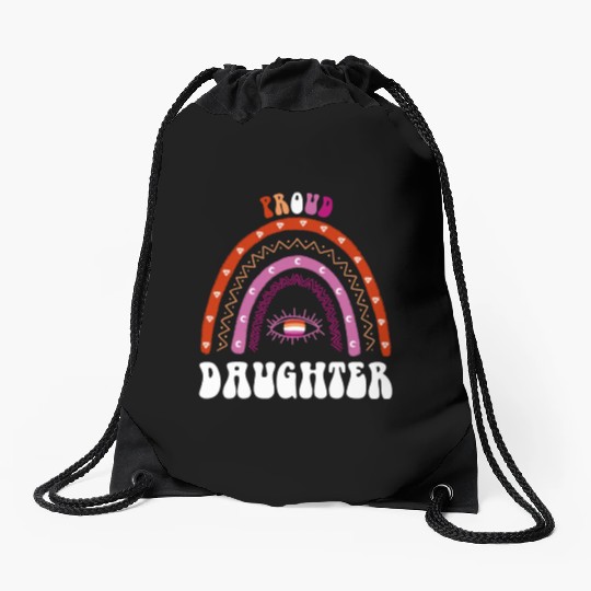 Lesbian Rainbow Proud Daughter Lesbian Drawstring Bags