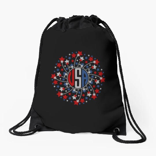 Harbor Grace Designs Hand Drawn Stars Fireworks Drawstring Bags