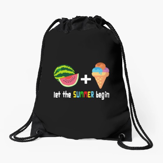 summer cool watermelon, ice cream vacation holiday Drawstring Bags