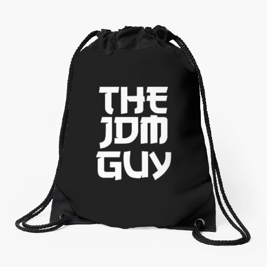 The JDM Guy white text japanese car lover Drawstring Bags