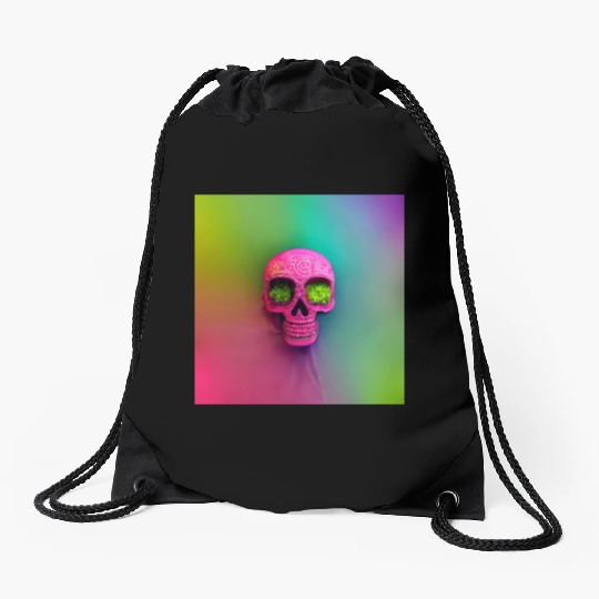 budsack neon neon mexican holiday skull day Drawstring Bags