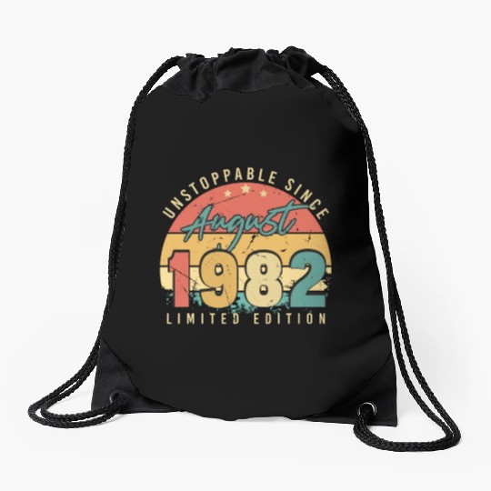 40th Birthday August 1982 Drawstring Bags