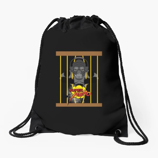 monkey super hero Drawstring Bags
