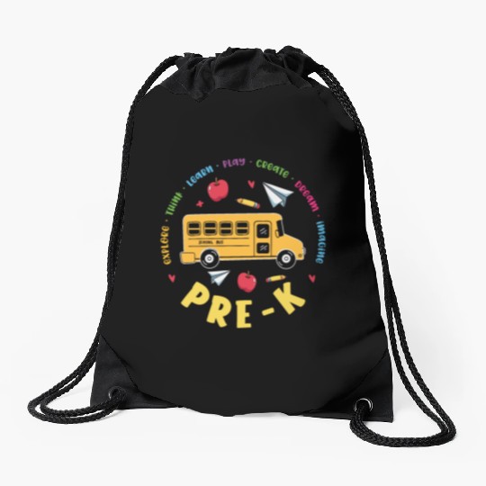 Pre-K School Bus Drawstring Bags